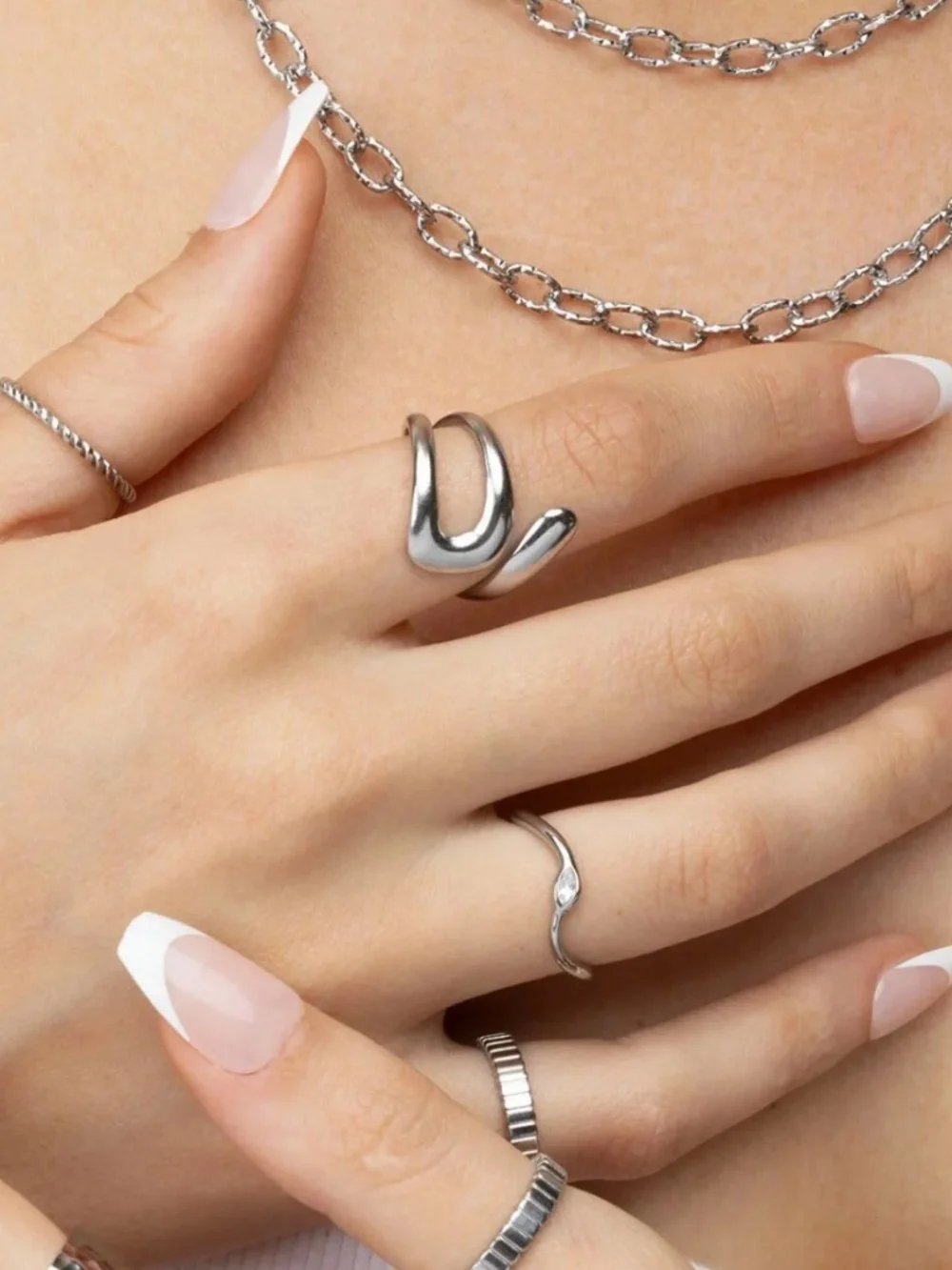 18K Gold PVD Stainless Steel Twisted Spiral Cuff Ring/you get both!